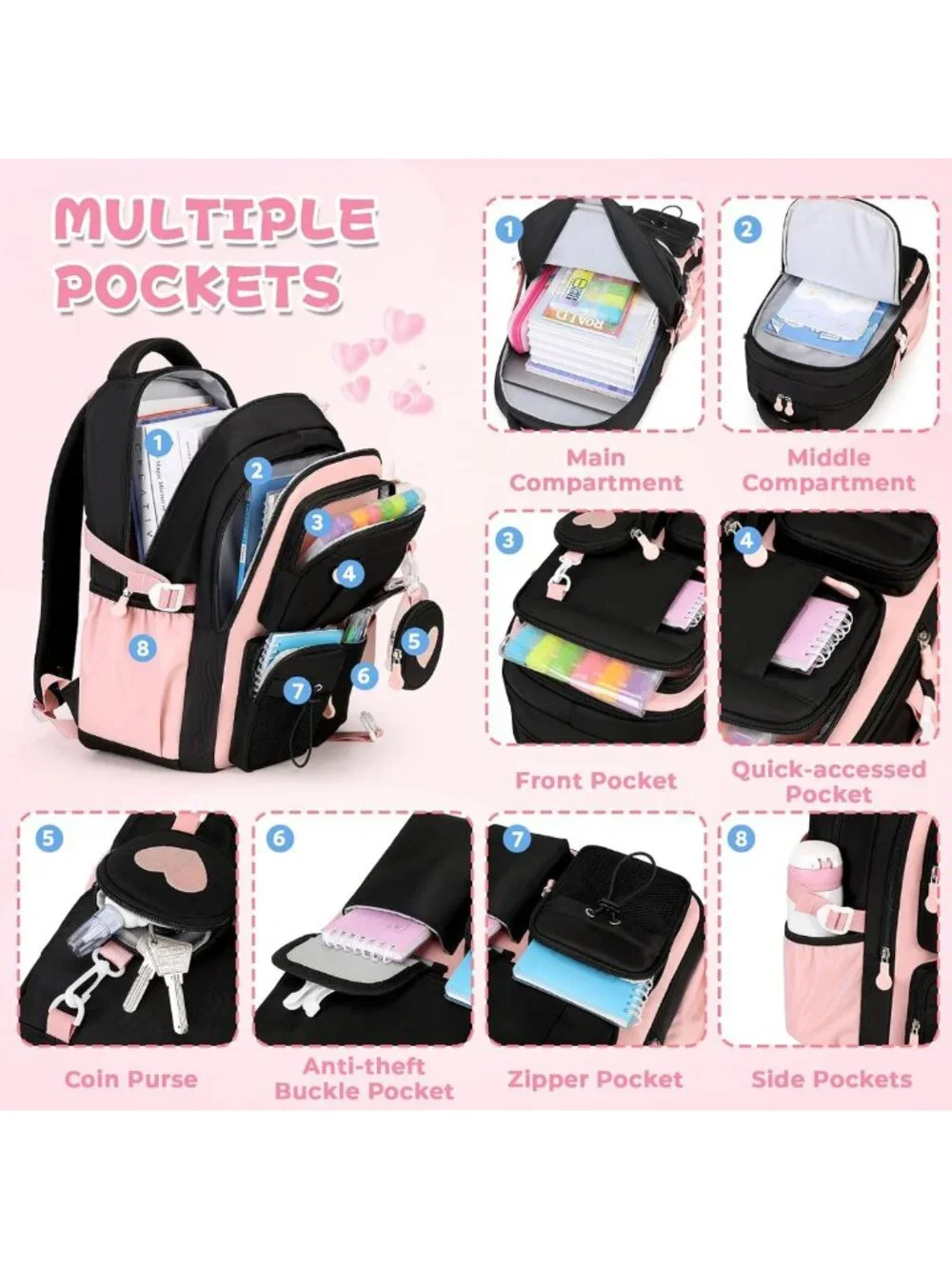 Stylish Girls Backpack - Perfect School Bag for Elementary & Middle School